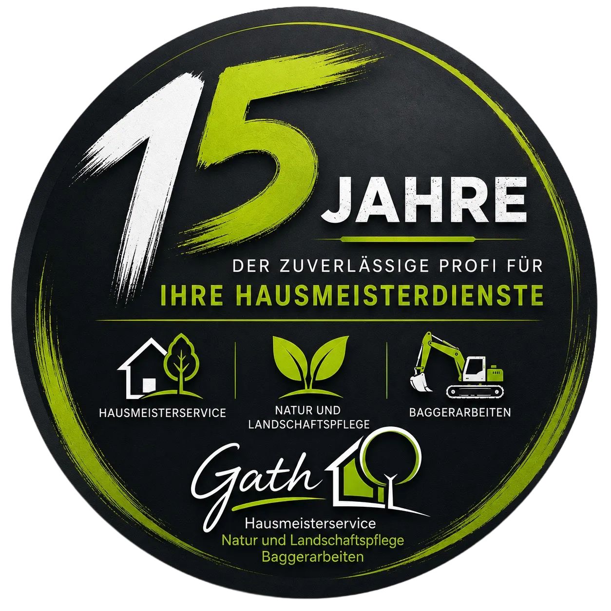 Bild zeigt ein Gütesiegel mit dem Hinweis 15 Jahre zuverlässiger Profi in der Hausmeisterei
